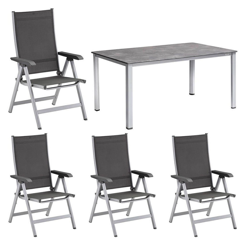 Hagemøbelsett Basic Plus 4 plasser aluminium bakside