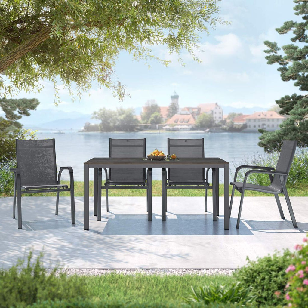 Hagemøbelsett Basic Plus 4 plasser aluminium forfra