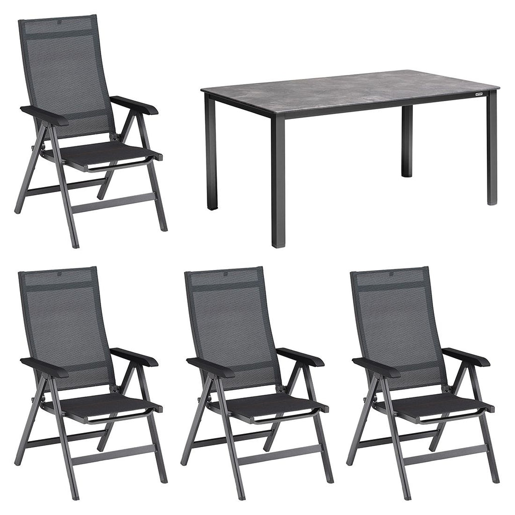 Hagemøbelsett Basic+ 4 plasser aluminium 160x90 cm - Kettler montert ved bord