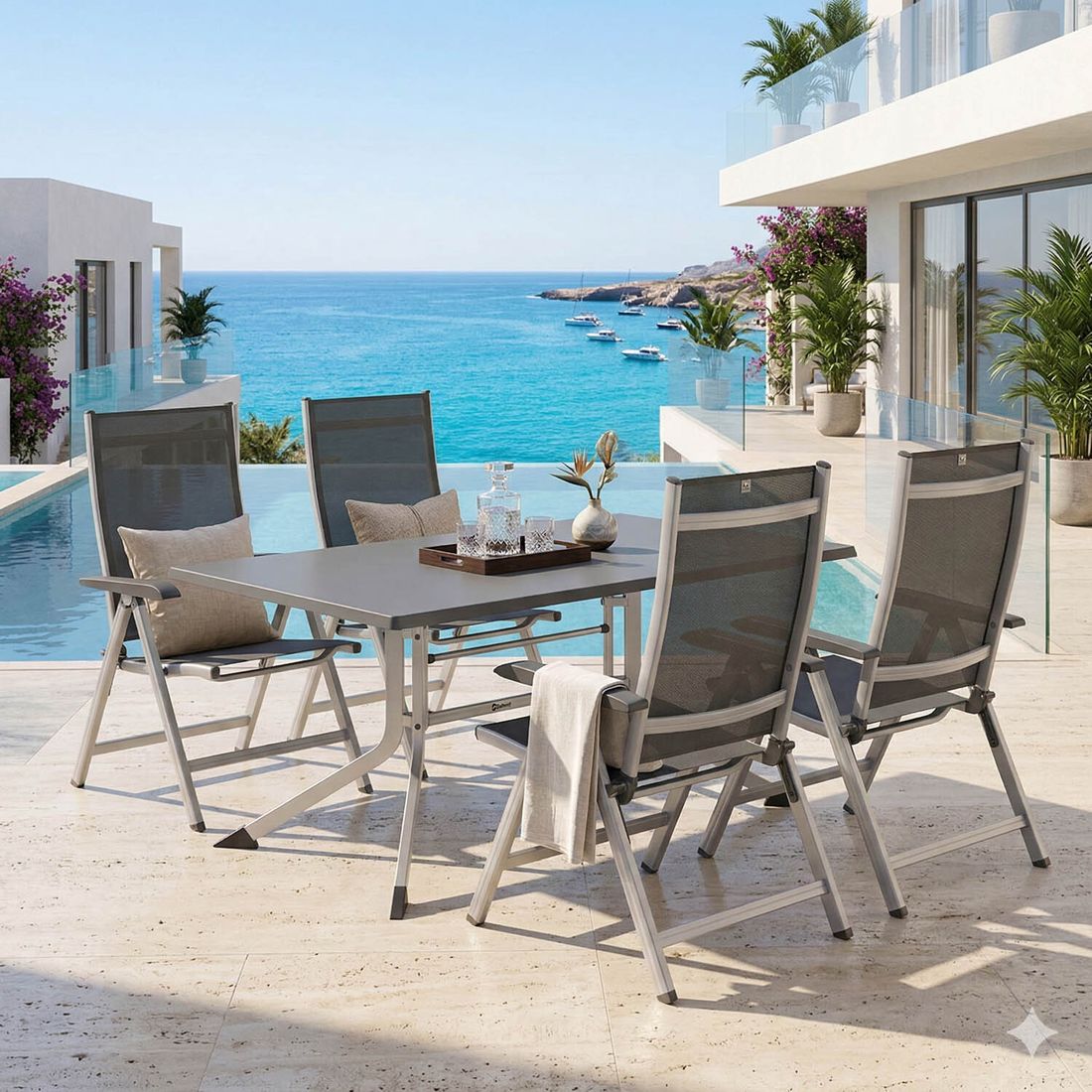 Hagemøbelsett Basic Plus 4 plasser aluminium forfra