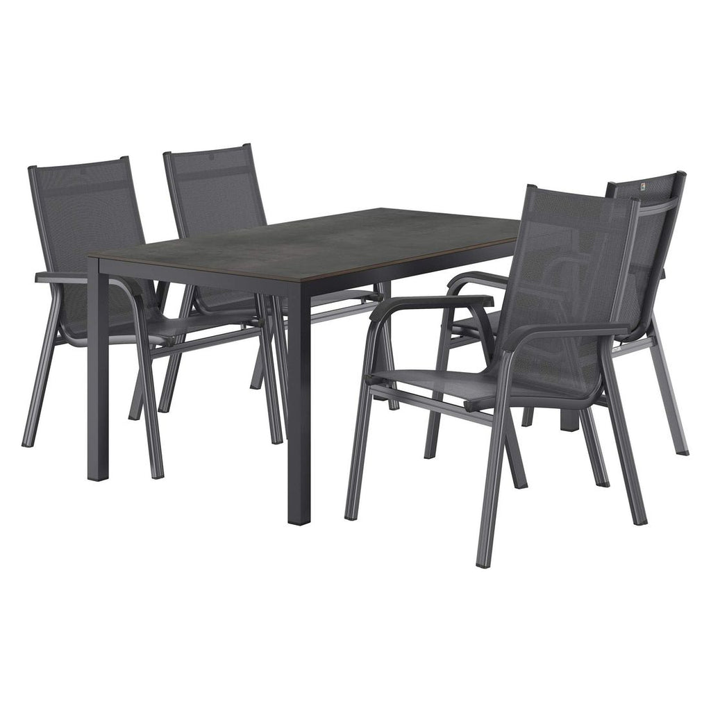 Hagemøbelsett Basic Plus 4 plasser aluminium bakside