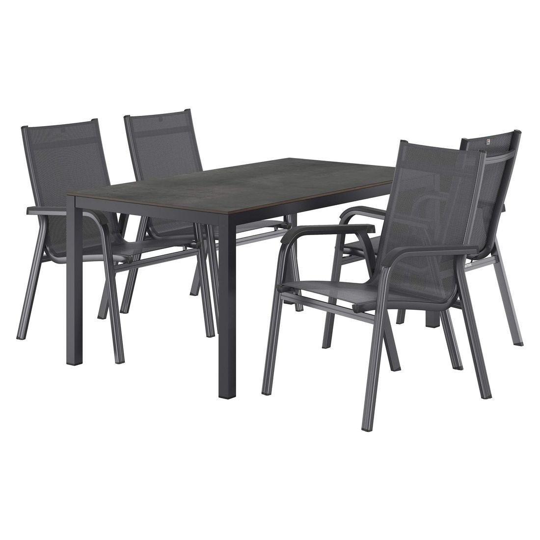 Hagemøbelsett Basic Plus 4 plasser aluminium bakside