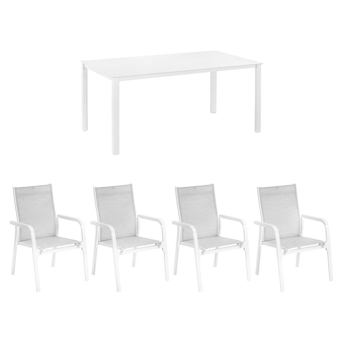 Hagemøbelsett Basic Plus 4 plasser aluminium bakside