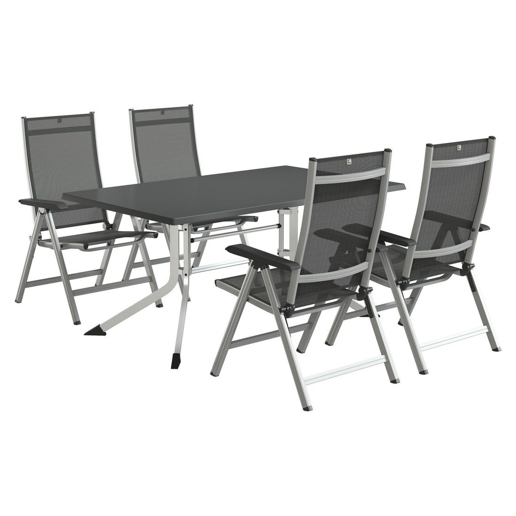 Hagemøbelsett Basic Plus 4 plasser aluminium bakside