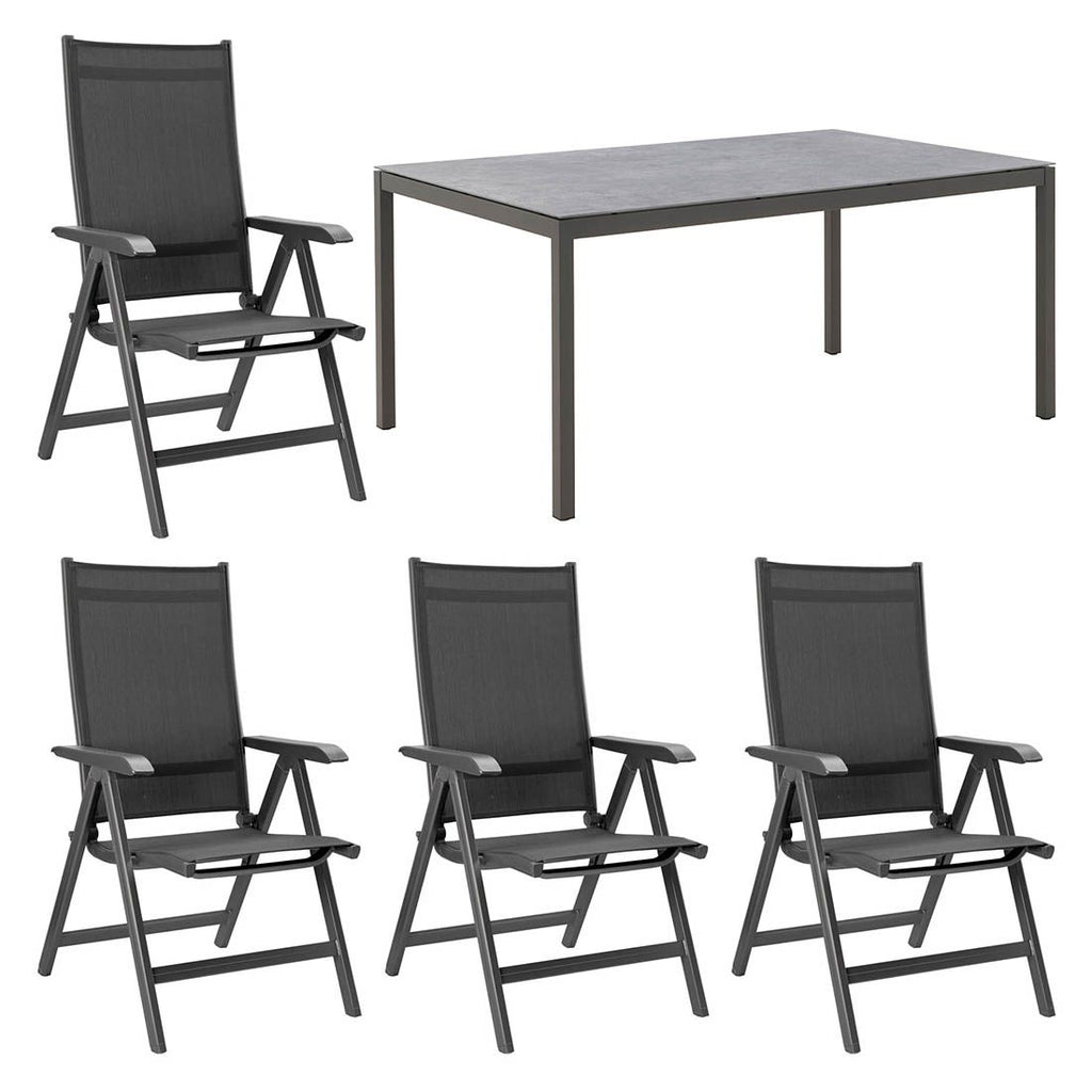 Hagemøbelsett Basic Plus 4 plasser aluminium forfra
