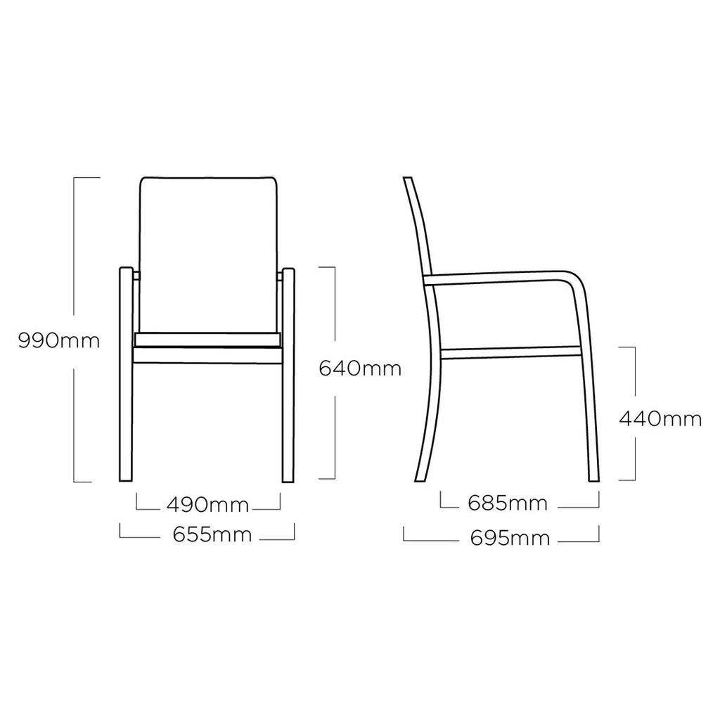 Sideprofil av Hagemøbelsett Basic Plus 4 plasser aluminium HPL 160x95 cm