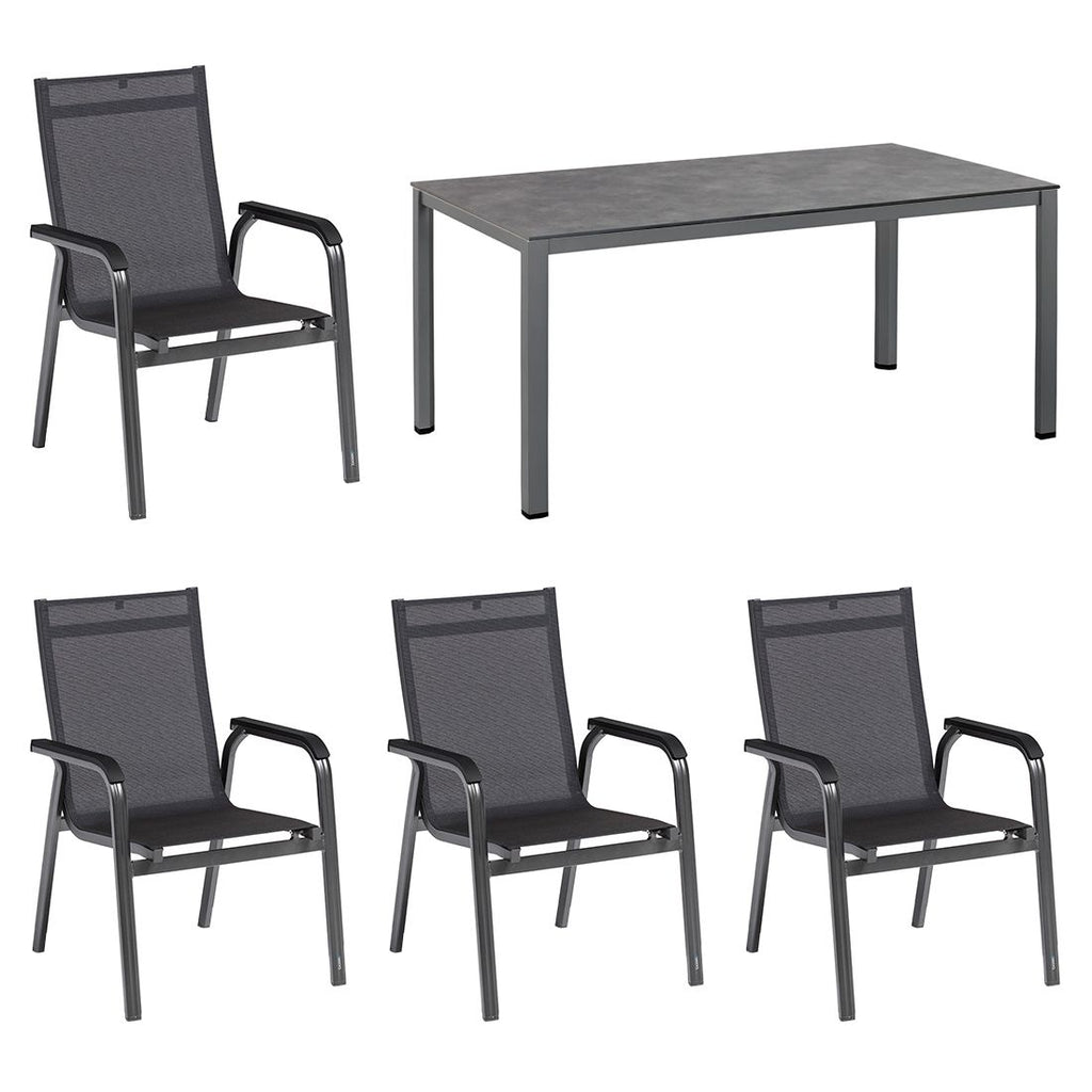 Hagemøbelsett Basic Plus 4 plasser aluminium HPL sett bakside