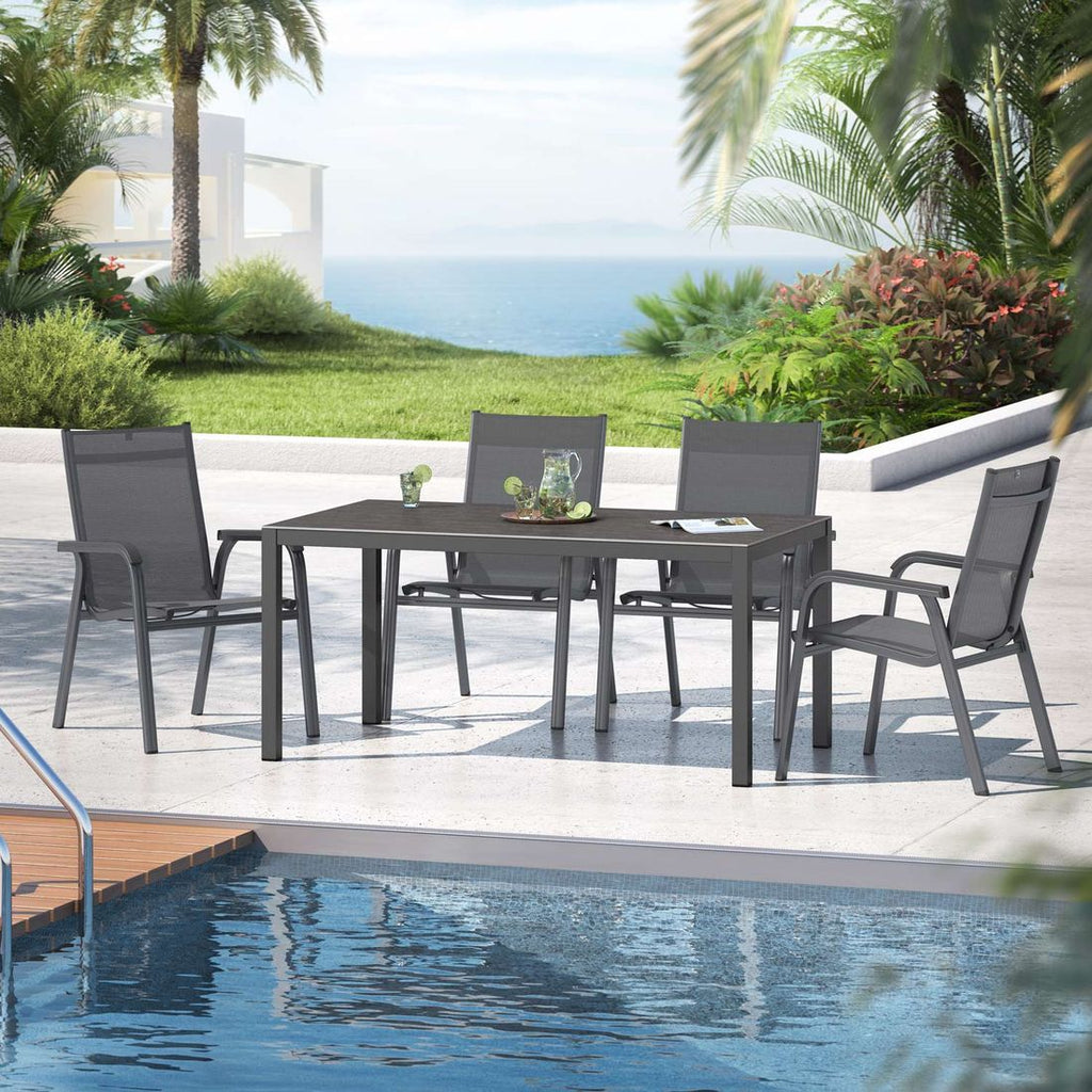 Hagemøbelsett Basic Plus 4 plasser, aluminium keramikk bakside