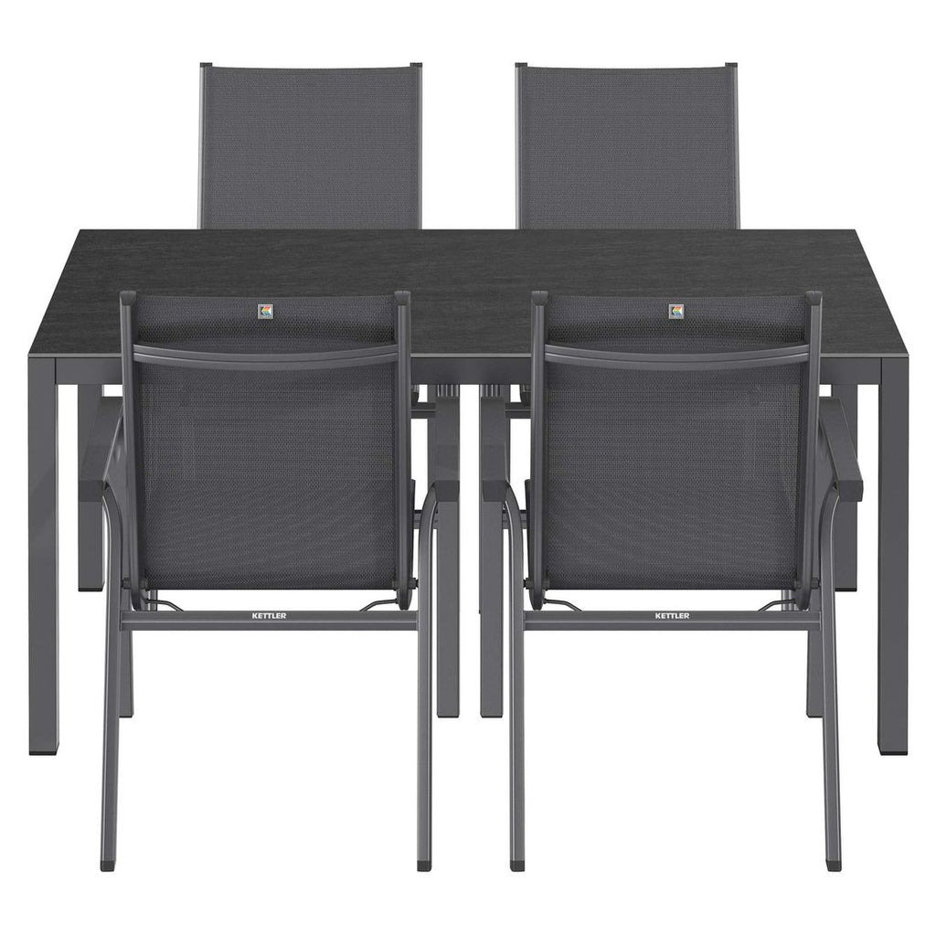 Montert Hagemøbelsett Basic Plus 4 plasser, aluminium keramikk på terrasse