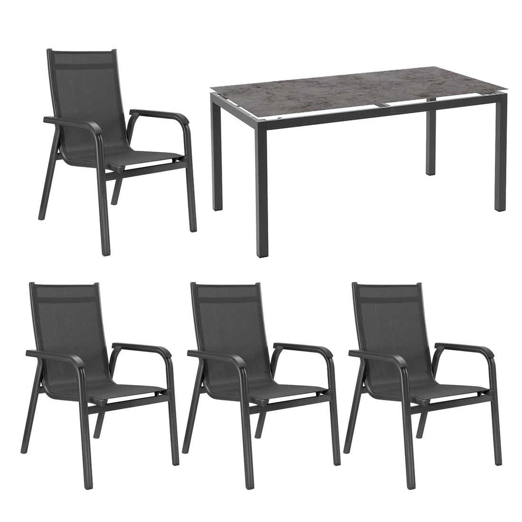Hagemøbelsett Basic Plus 4 plasser aluminium 160x90 cm - Kettler forfra