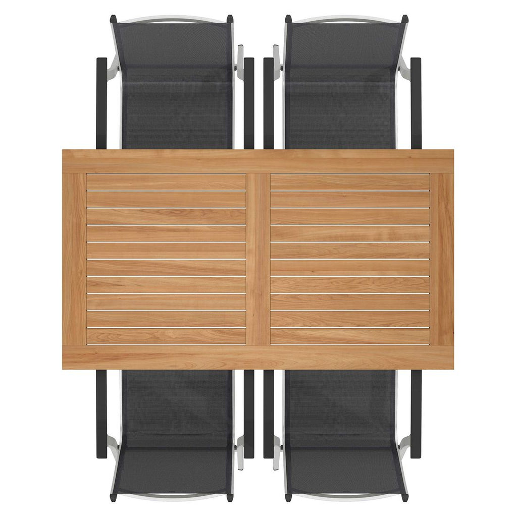 Hagemøbelsett Basic Plus 4 plasser aluminium teak stabelbare stoler