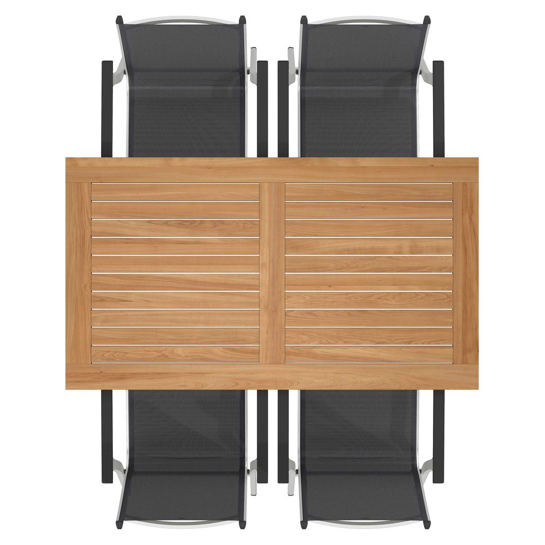 Hagemøbelsett Basic Plus 4 plasser aluminium teak stabelbare stoler