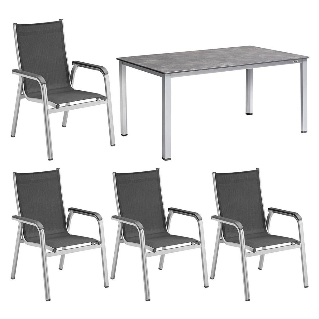 Hagemøbelsett Basic Plus 4 plasser aluminium textilen bakside