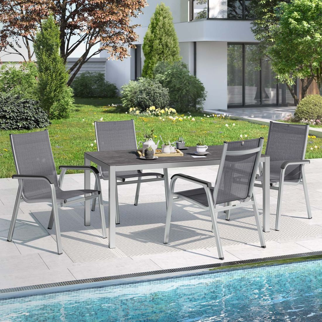 Hagemøbelsett Basic Plus 4 plasser bakside