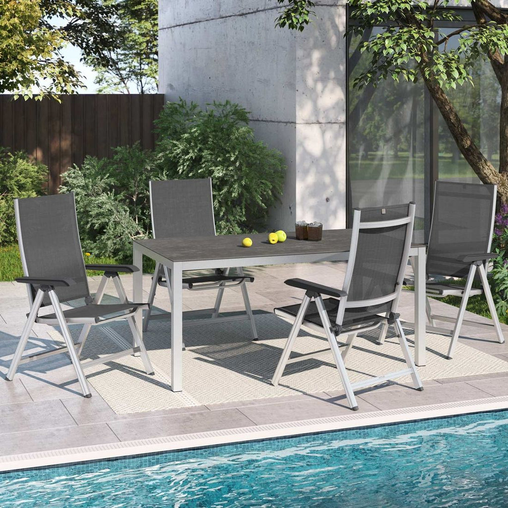 Hagemøbelsett Basic Plus 4 plasser, justerbar rygg bakside