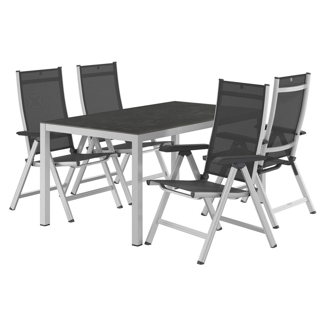 Hagemøbelsett Basic Plus 4 plasser, justerbar rygg detalj av stol