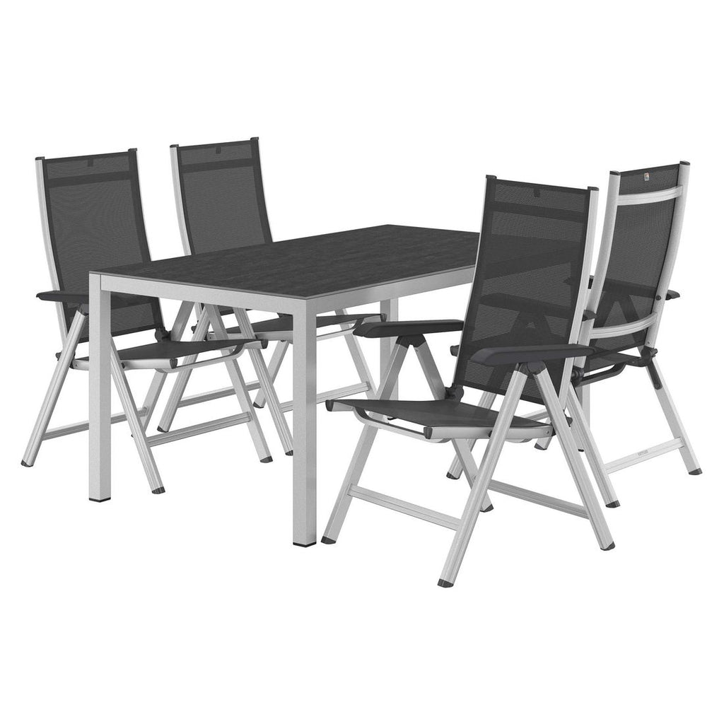 Detalj av aluminiumsramme på Hagemøbelsett Basic Plus 4 plasser keramikk