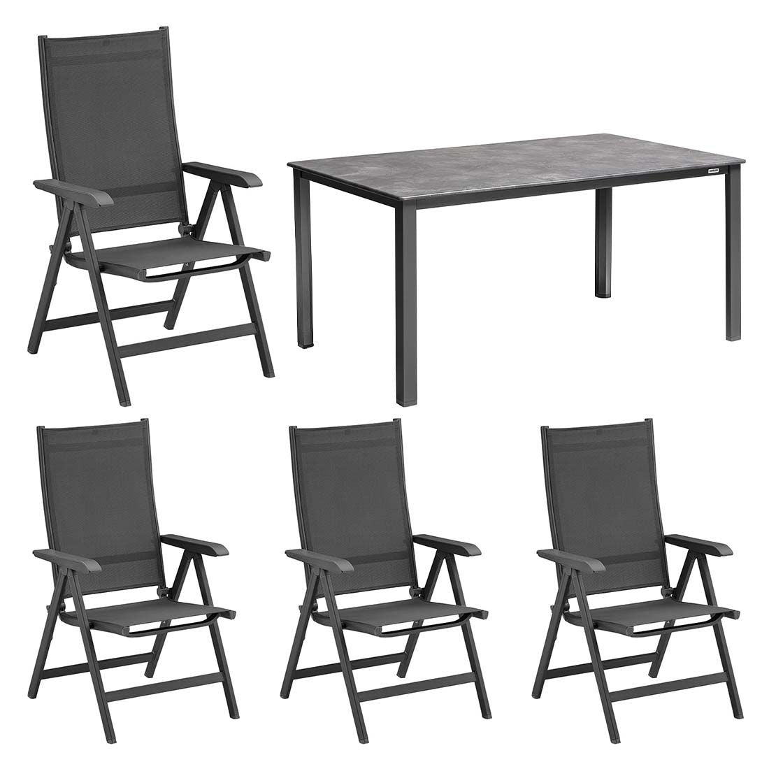Hagemøbelsett Basic Plus 4 plasser, klappbart, forfra