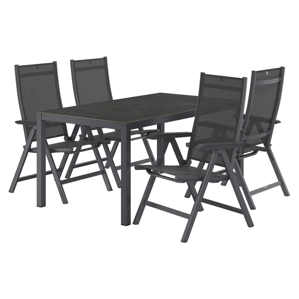 Detalj av aluminiumramme på Hagemøbelsett Basic Plus 4 plasser klappstol aluminium 160x90 cm - Kettler