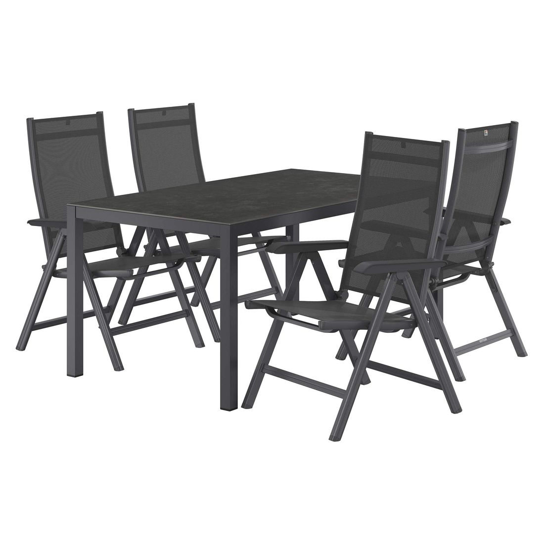 Detalj av aluminiumramme på Hagemøbelsett Basic Plus 4 plasser klappstol aluminium 160x90 cm - Kettler