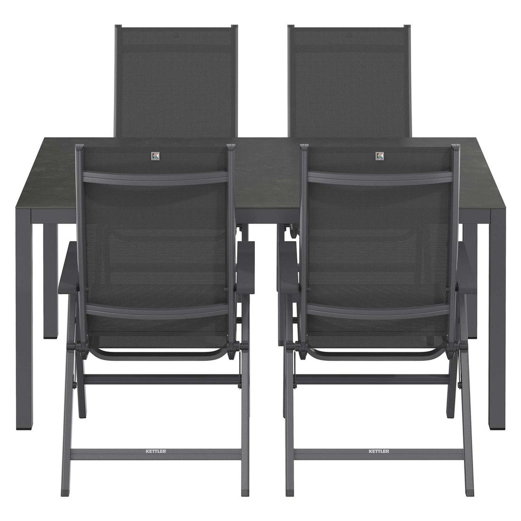 Nærbilde av tekstilene sete på Hagemøbelsett Basic Plus 4 plasser klappstol aluminium 160x90 cm - Kettler