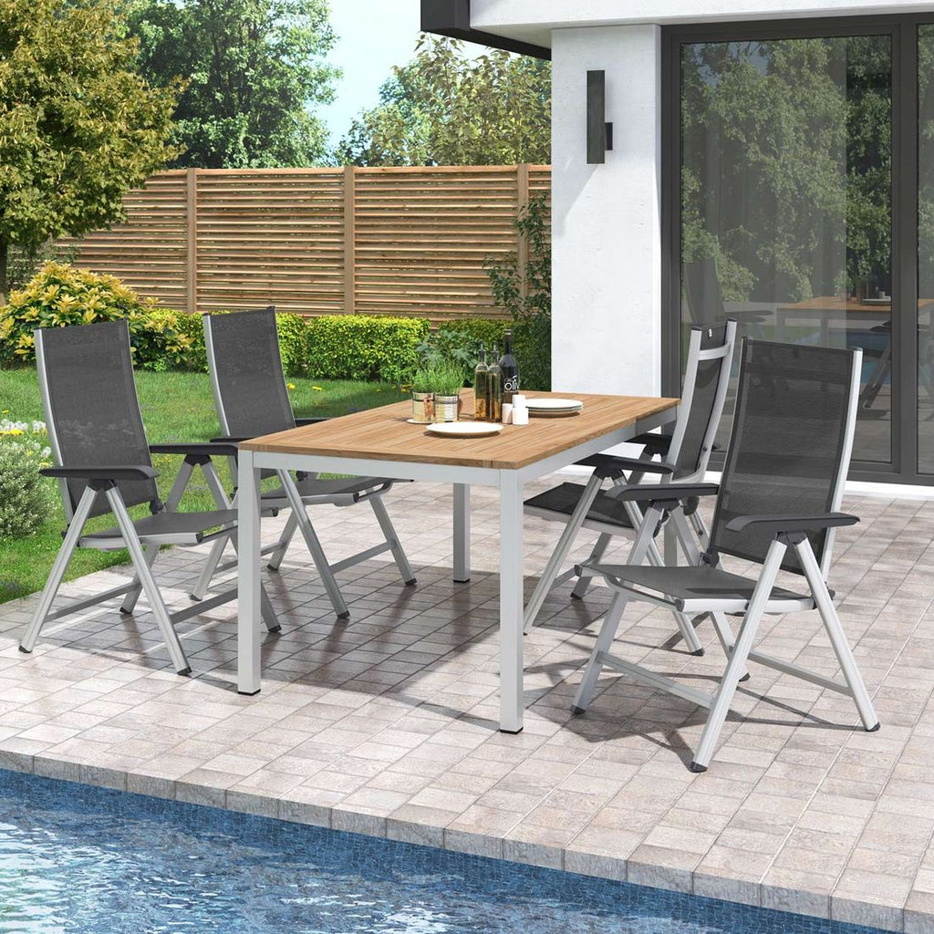 Hagemøbelsett Basic Plus 4 plasser teak alu bakside