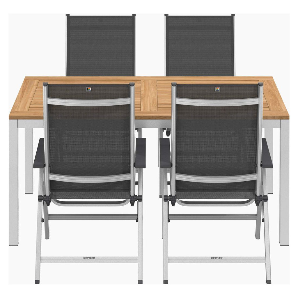 Hagemøbelsett Basic Plus 4 plasser teak alu nærbilde av stol