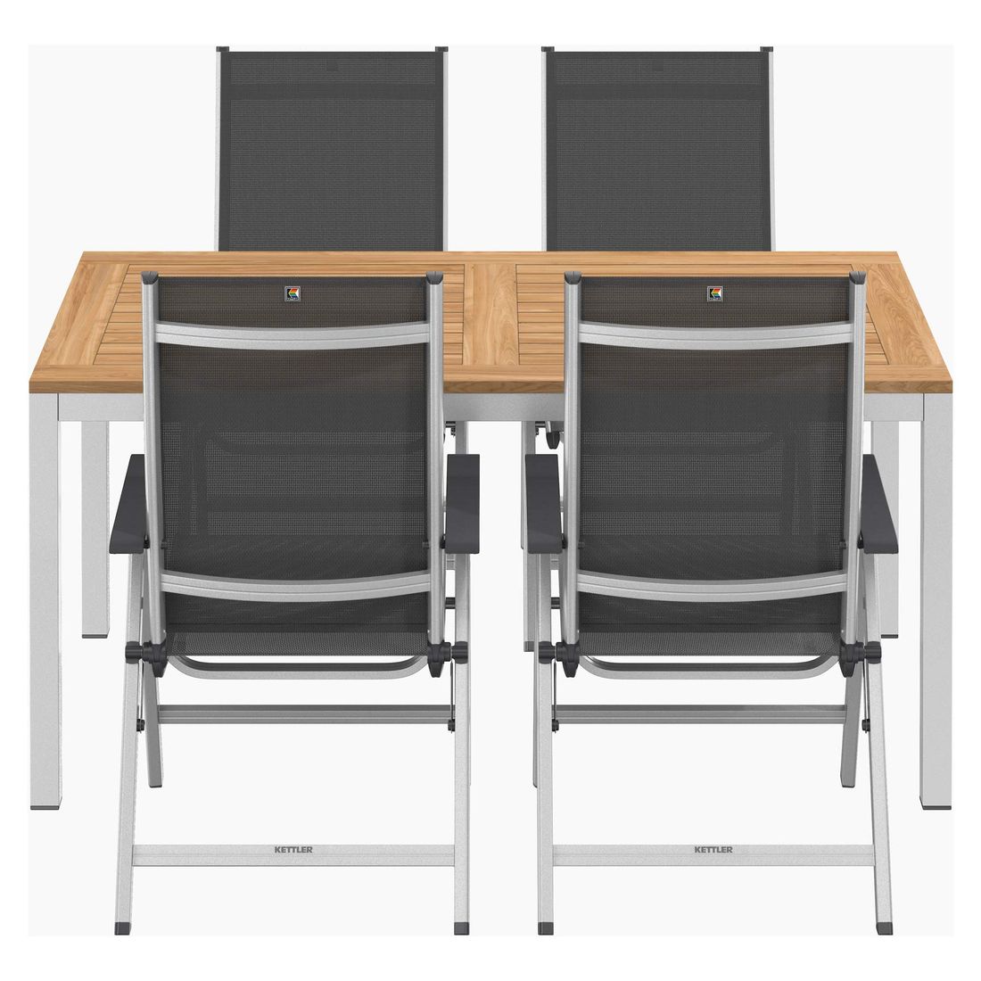 Hagemøbelsett Basic Plus 4 plasser teak alu nærbilde av stol