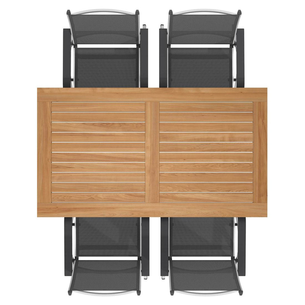 Hagemøbelsett Basic Plus 4 plasser teak alu sammenlagt stol