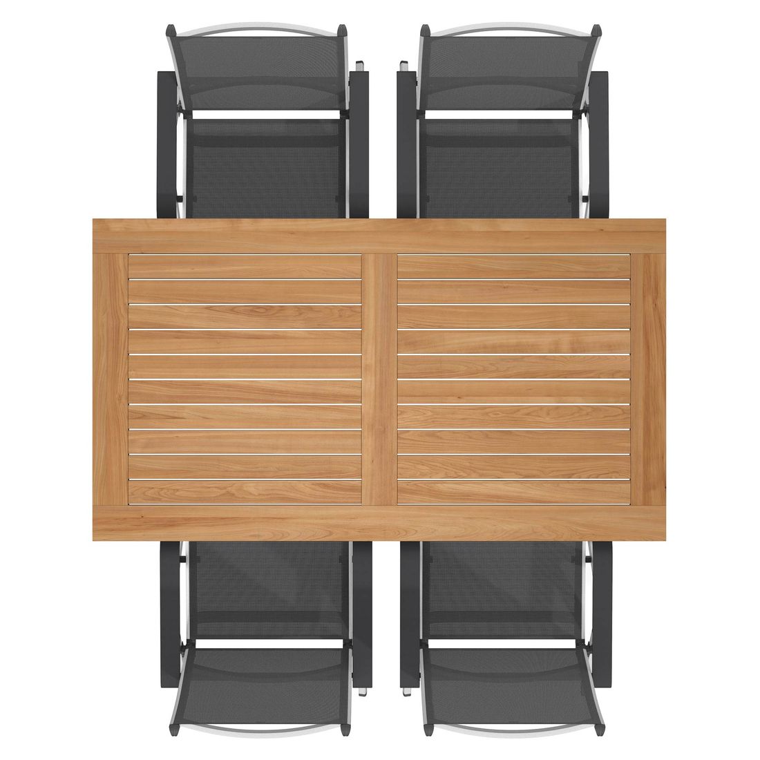 Hagemøbelsett Basic Plus 4 plasser teak alu sammenlagt stol