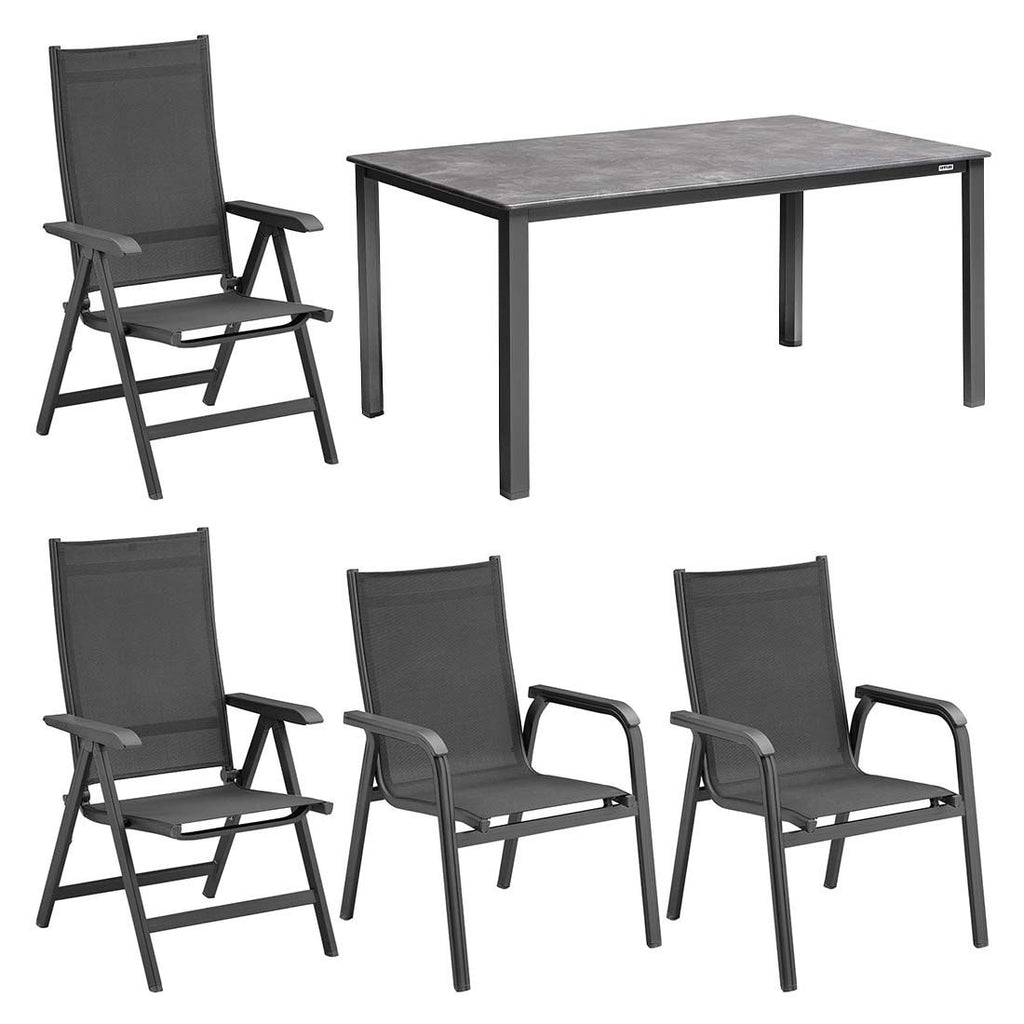 Hagemøbelsett Basic Plus 4 plasser textilen sett forfra