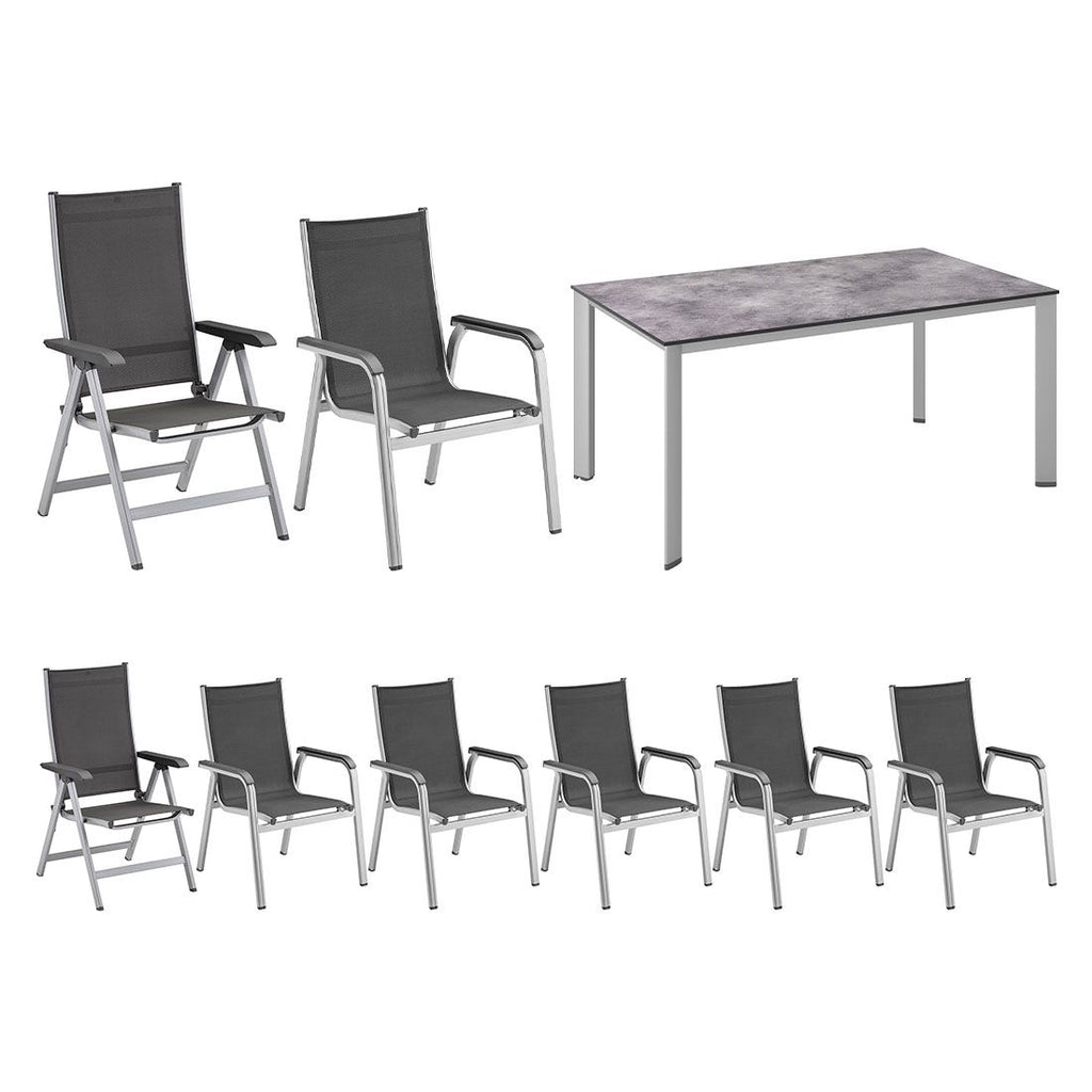 Hagemøbelsett Basic Plus 8 plasser aluminium textilen nærbilde av stol