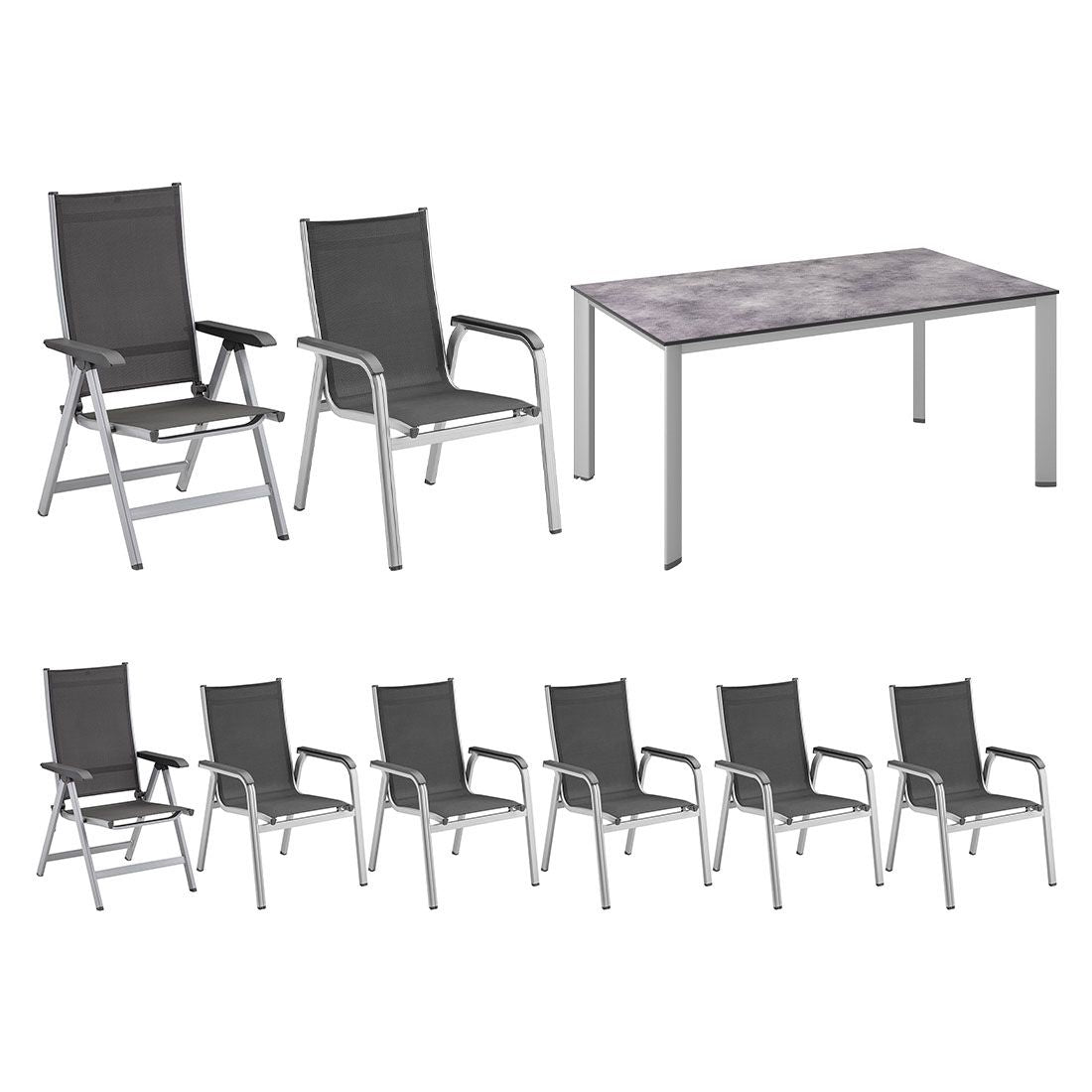 Hagemøbelsett Basic Plus 8 plasser aluminium textilen nærbilde av stol