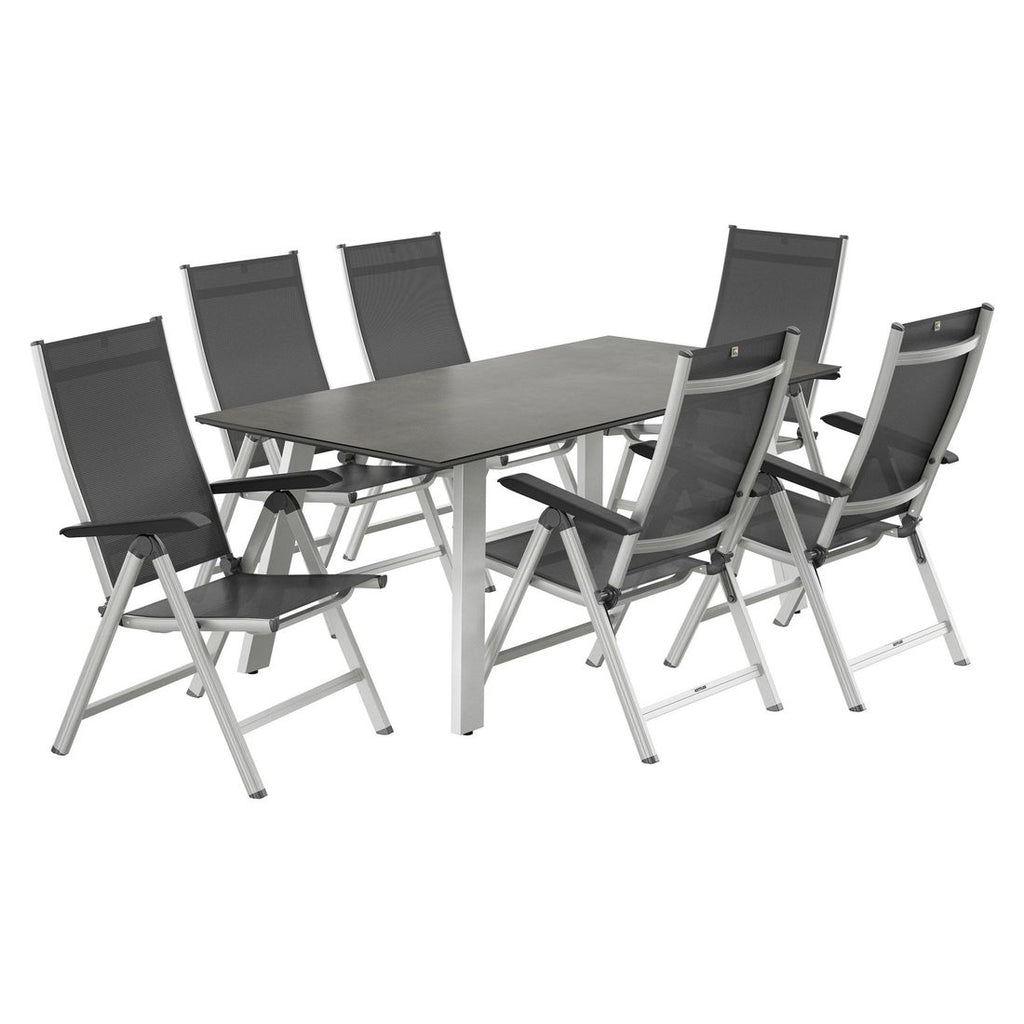 Baksiden av Hagemøbelsett Basic Plus 6 plasser, aluminium 180x90 cm
