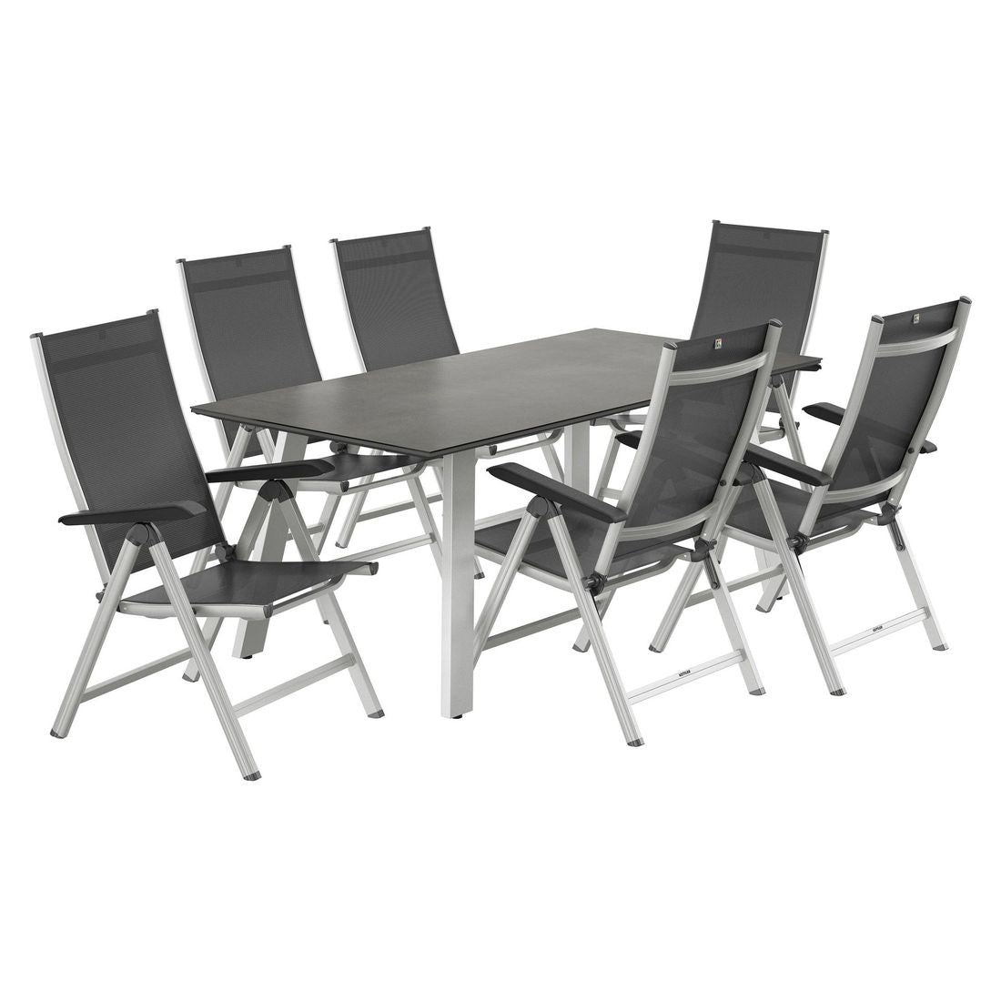 Baksiden av Hagemøbelsett Basic Plus 6 plasser, aluminium 180x90 cm