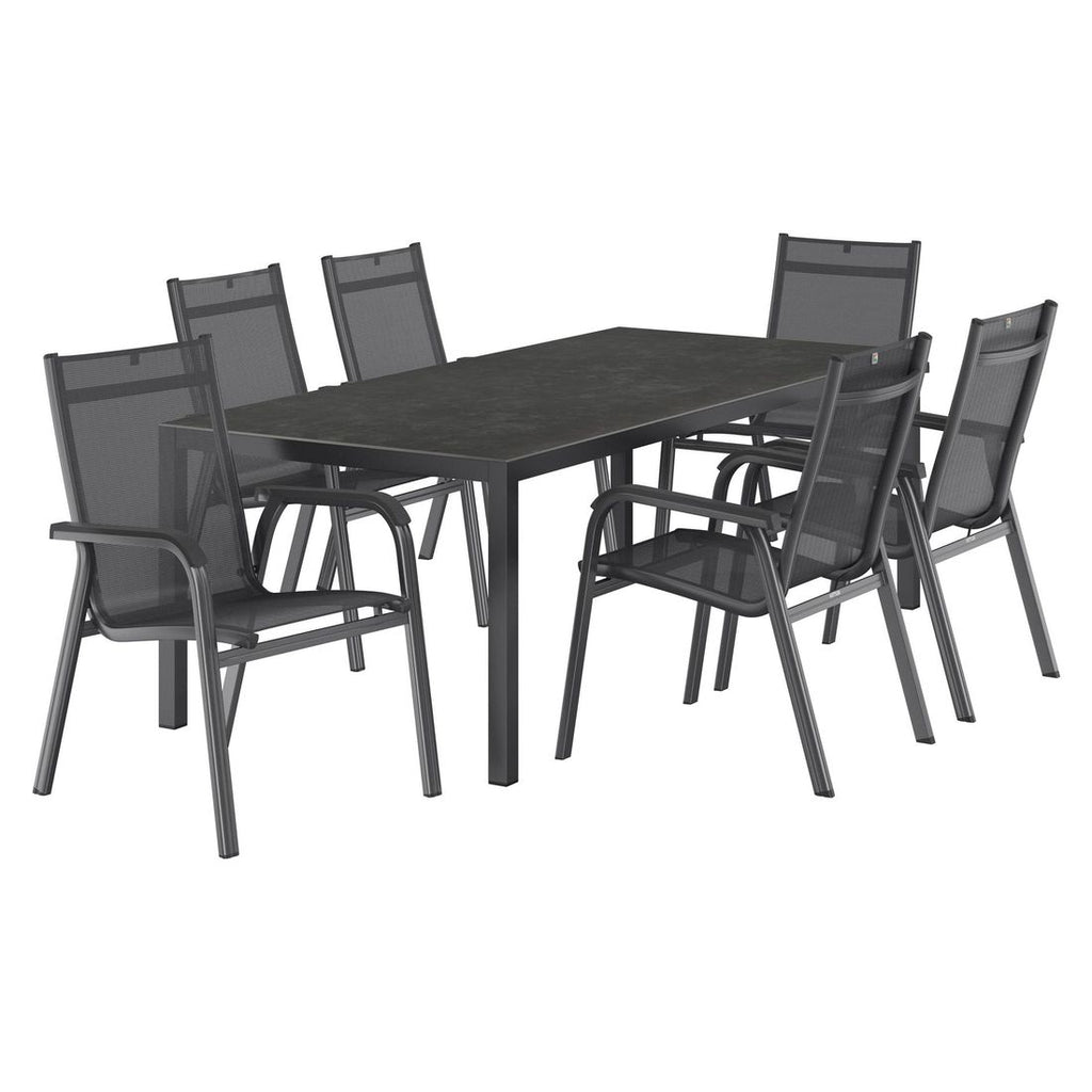 Hagemøbelsett Basic Plus 6 plasser detalj av glasskeramisk bordplate