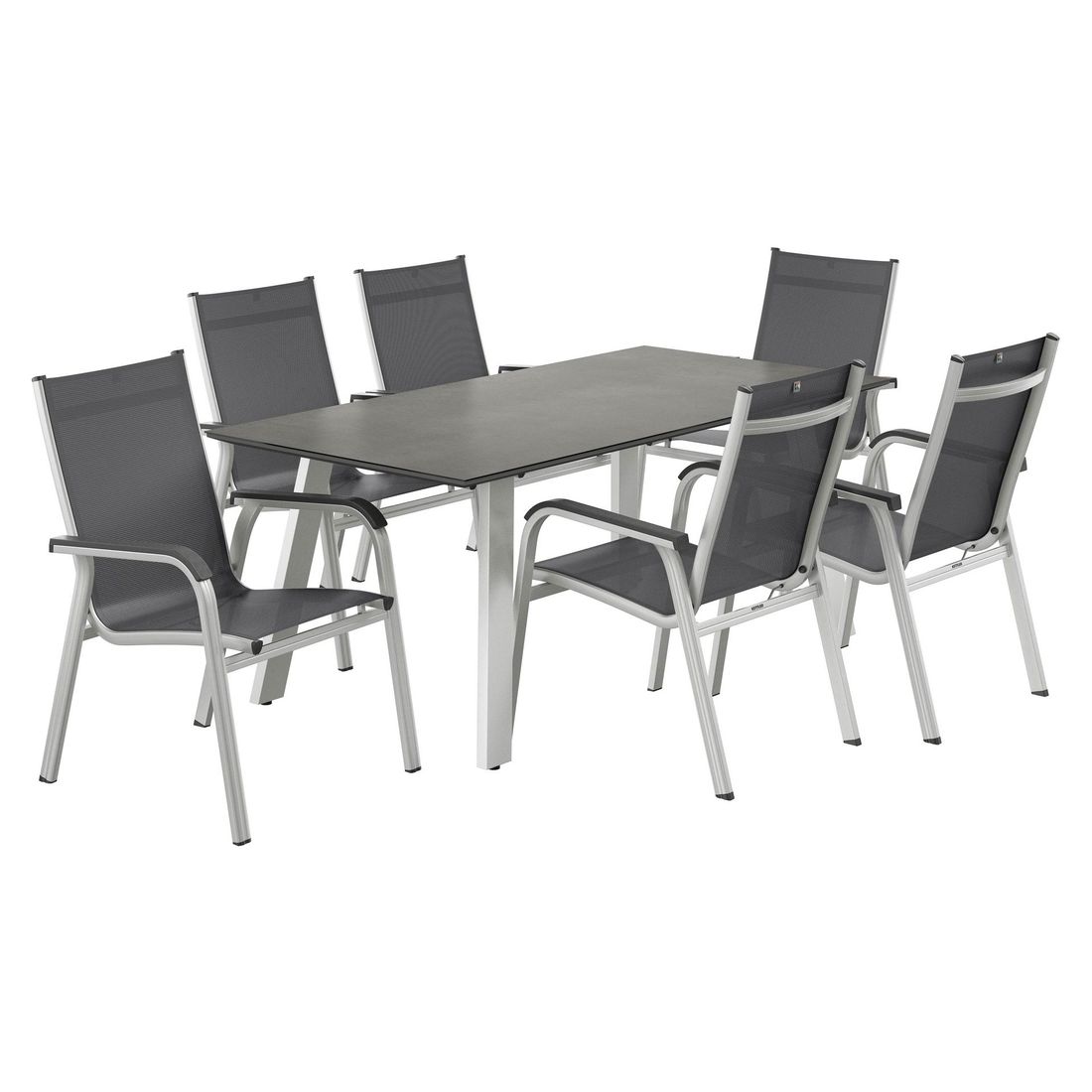 Hagemøbelsett Basic Plus 6 plasser bakside med aluminiumsramme