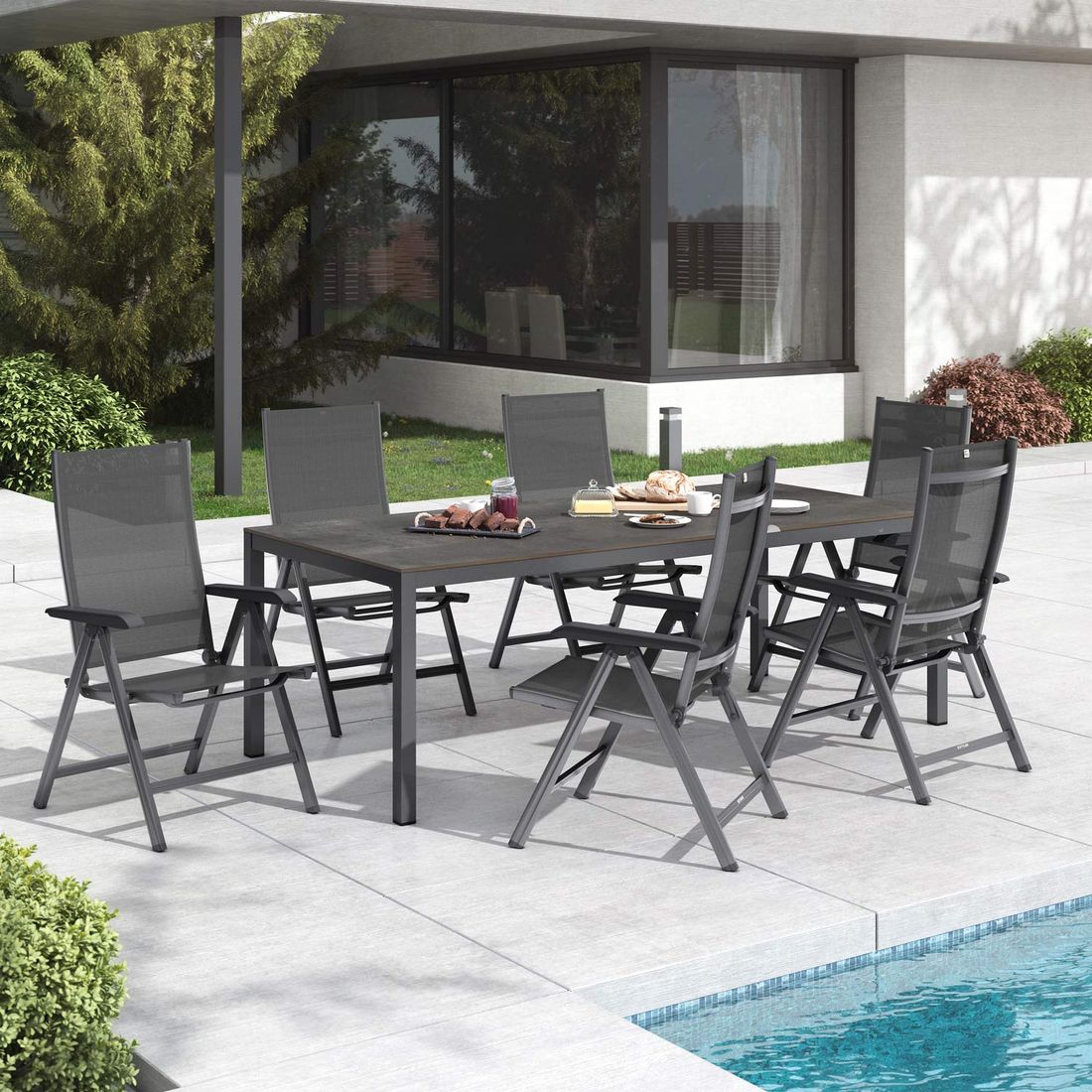 Hagemøbelsett Basic Plus 6 plasser bakside