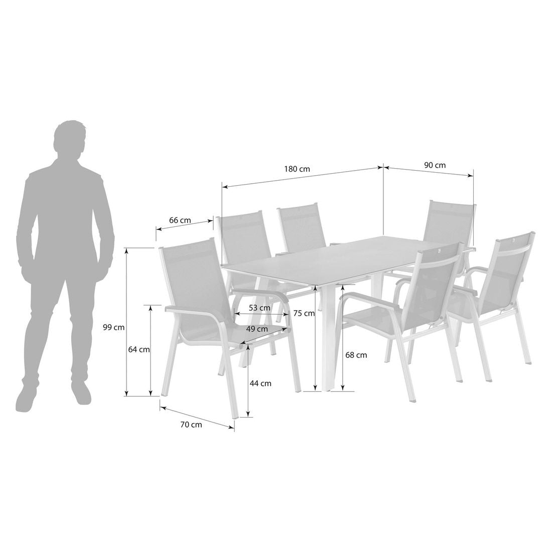 Detalj av tekstilene sitteflate på Hagemøbelsett Basic Plus