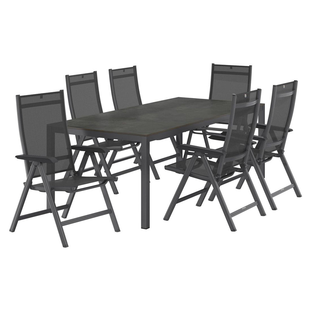 Detalj av Hagemøbelsett Basic Plus 6 plasser aluminiumramme