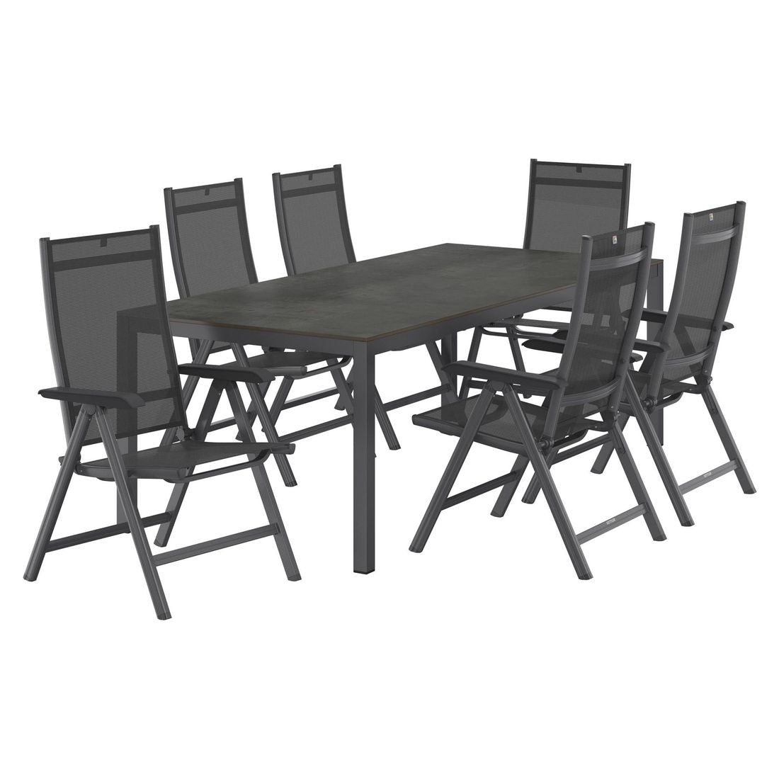 Detalj av Hagemøbelsett Basic Plus 6 plasser aluminiumramme