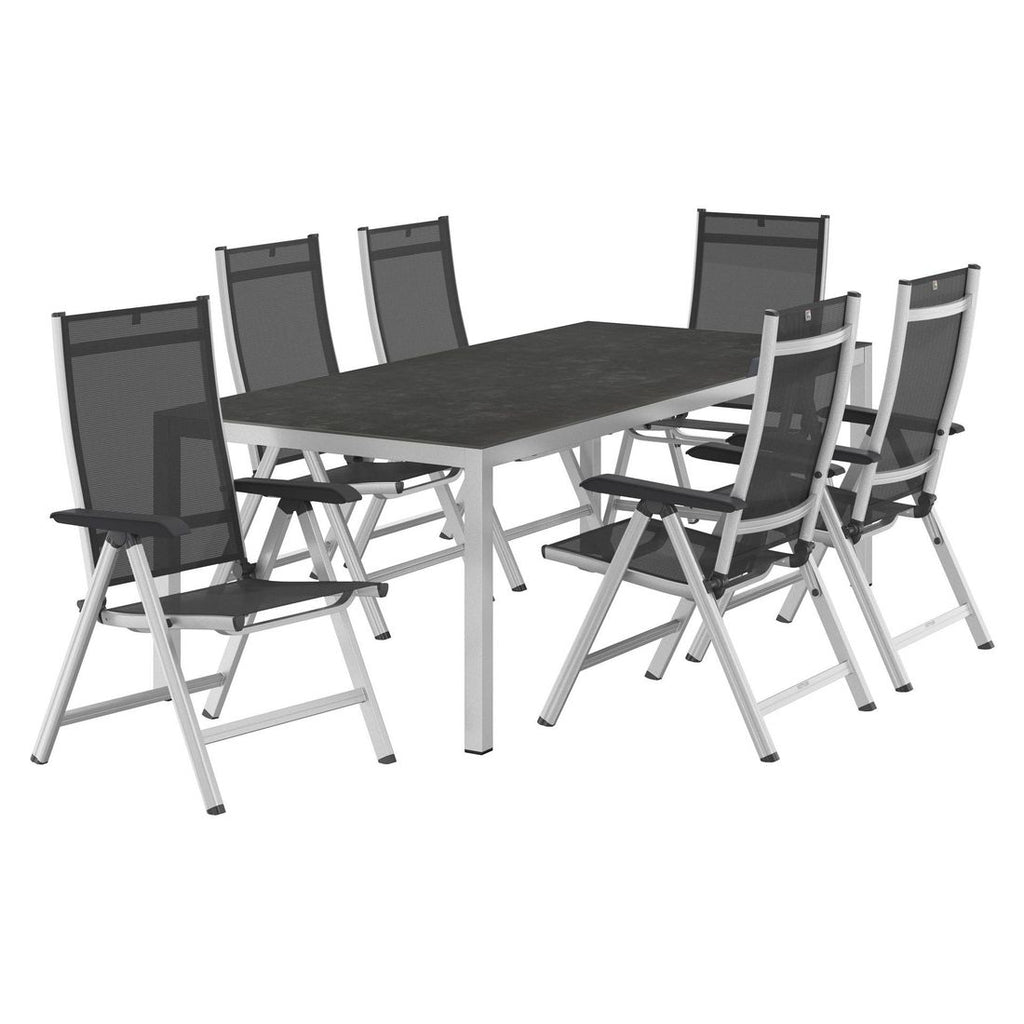 Detalj av stol i Hagemøbelsett Basic Plus 6 plasser aluminium