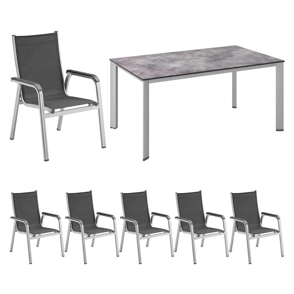 Nærbilde av stol i Hagemøbelsett Basic Plus 6 plasser aluminium HPL