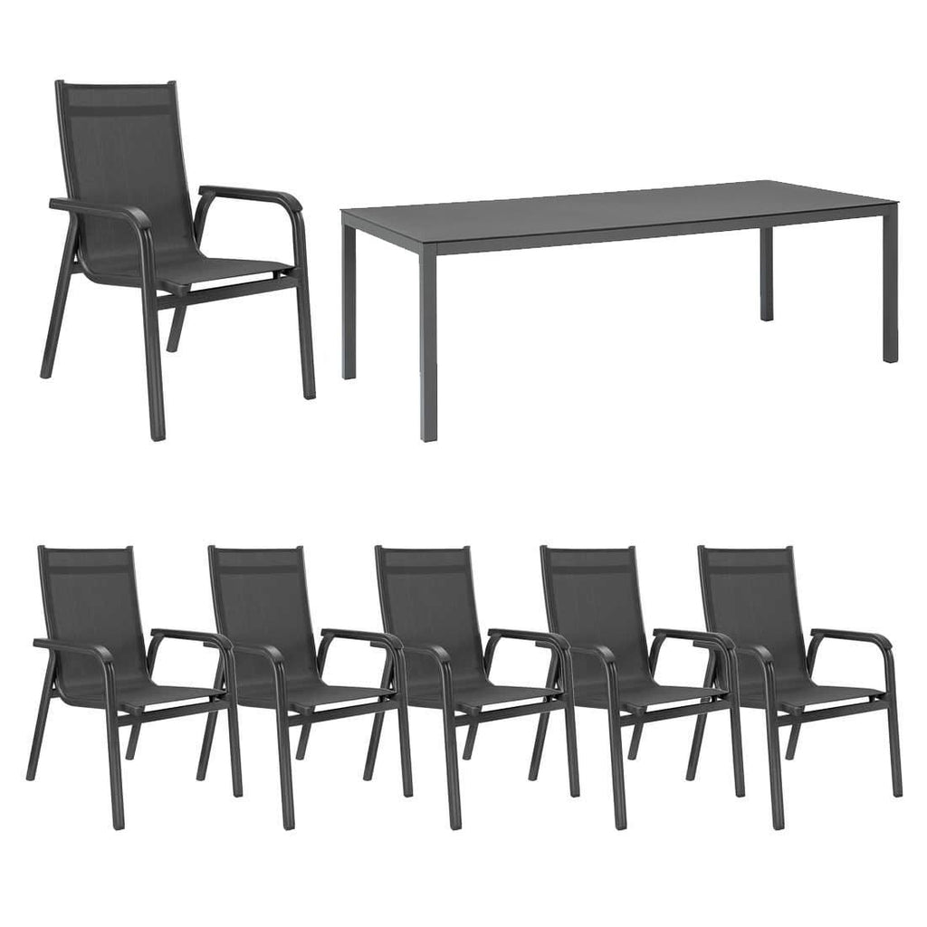 Hagemøbelsett Basic Plus 6 plasser aluminium sett forfra