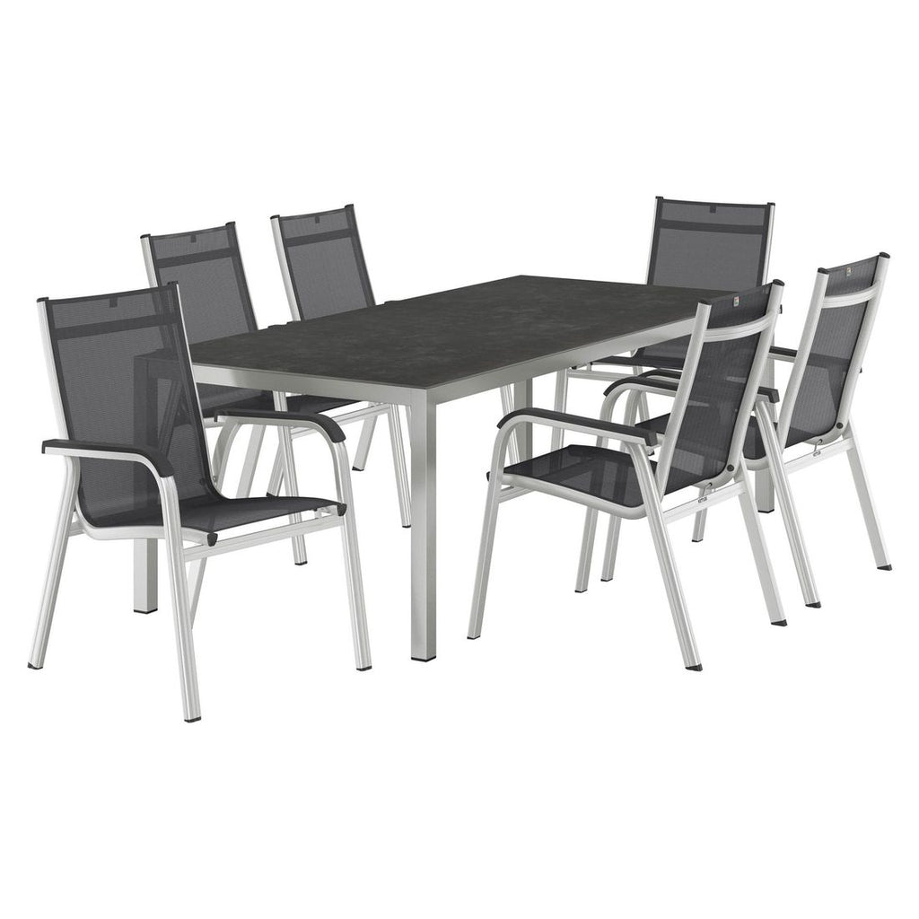 Detalj av Hagemøbelsett Basic Plus 6 plasser aluminium 220x100 cm stol