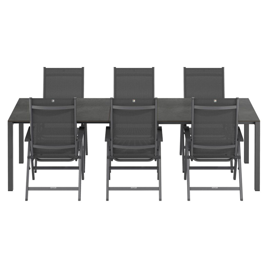 Hagemøbelsett Basic Plus 6 plasser aluminium HPL uttrekkbart bord