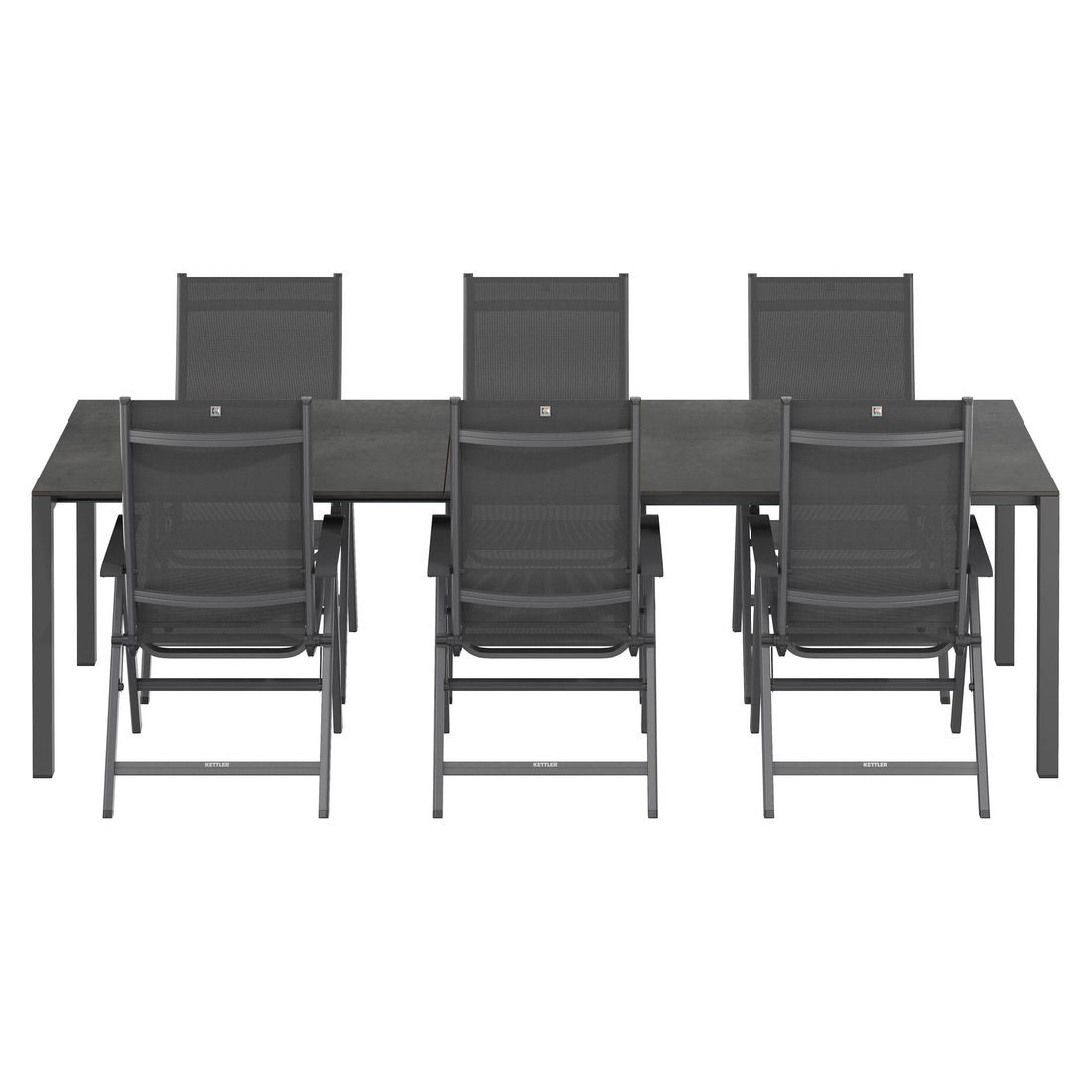 Hagemøbelsett Basic Plus 6 plasser aluminium HPL uttrekkbart bord