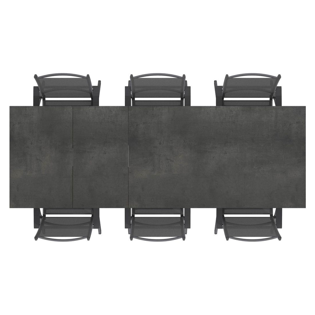 Hagemøbelsett Basic Plus 6 plasser aluminium HPL tekstilene sitteflate