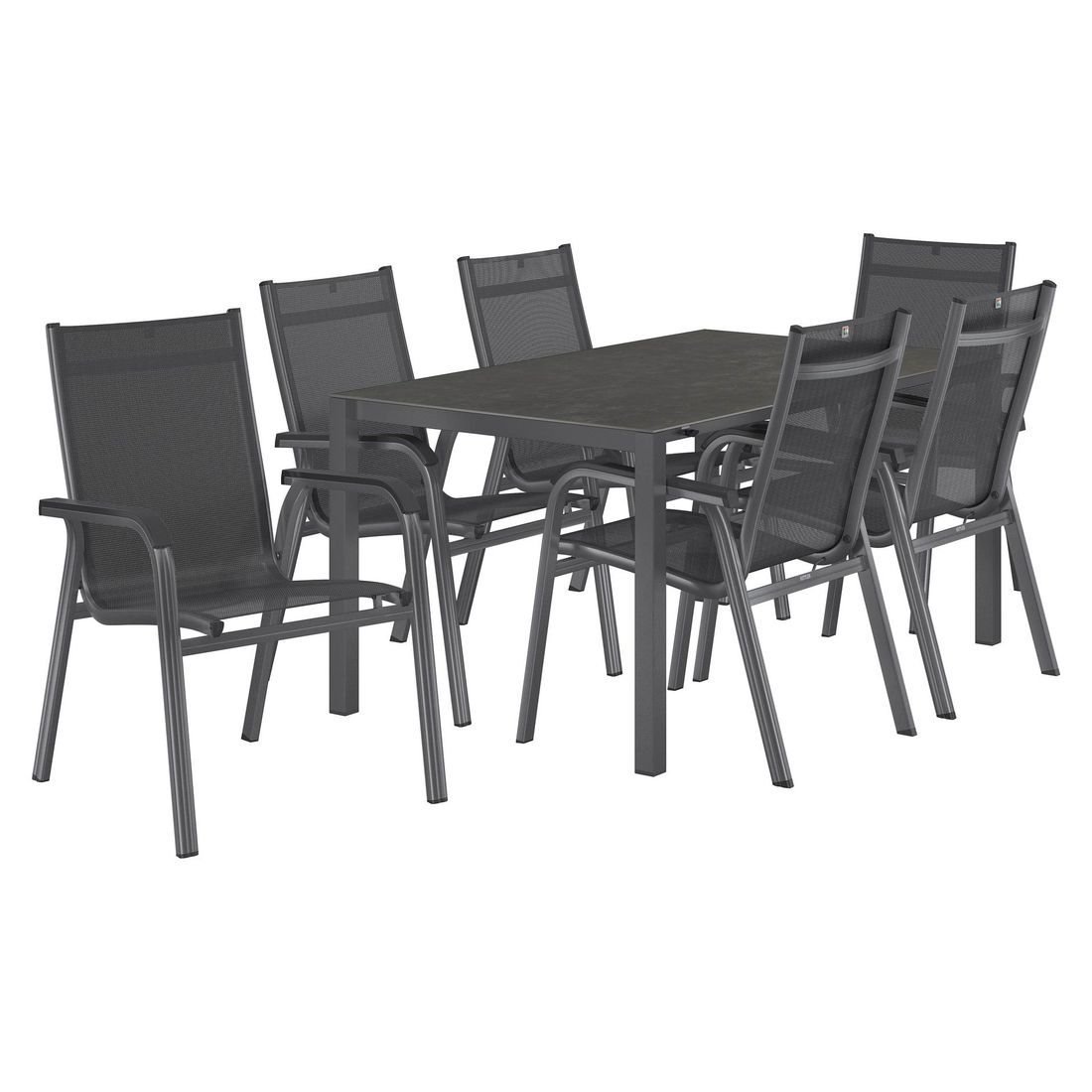 Detalj av bordplate i glaskeramikk på Hagemøbelsett Basic Plus 6 plasser