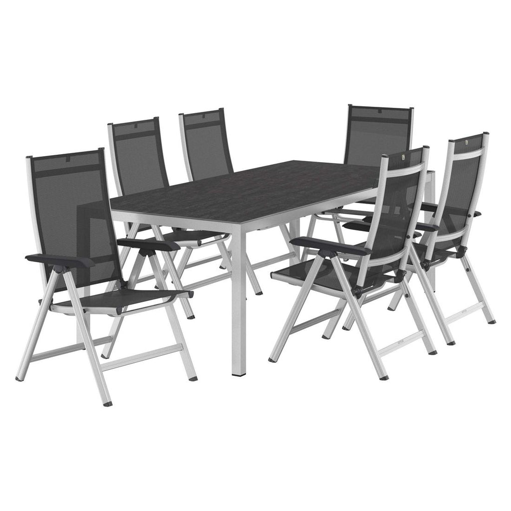 Hagemøbelsett Basic Plus 6 plasser, aluminium keramikk detalj